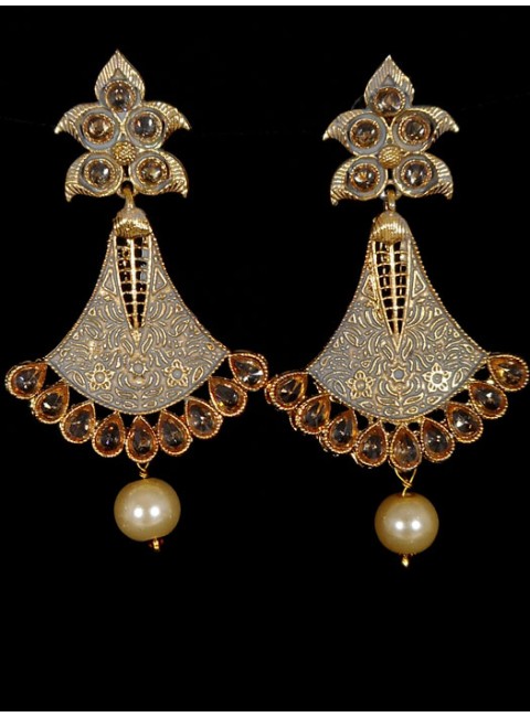 Reverse Ad Earrings With Meenakari Work